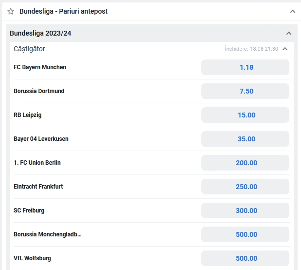 Antepost betano Bundesliga